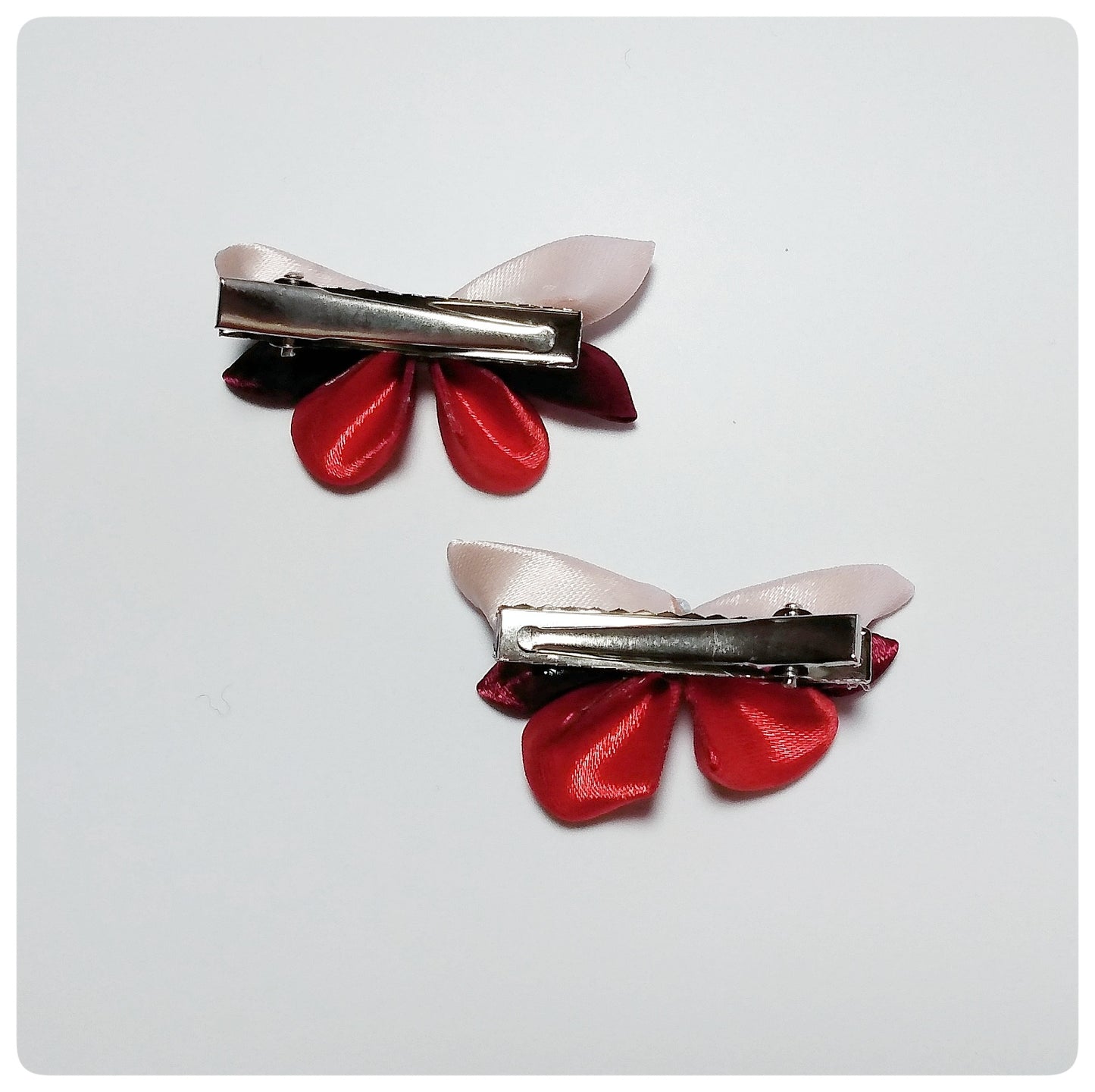 Kanzashi vlinder (2st.) - rood/blush