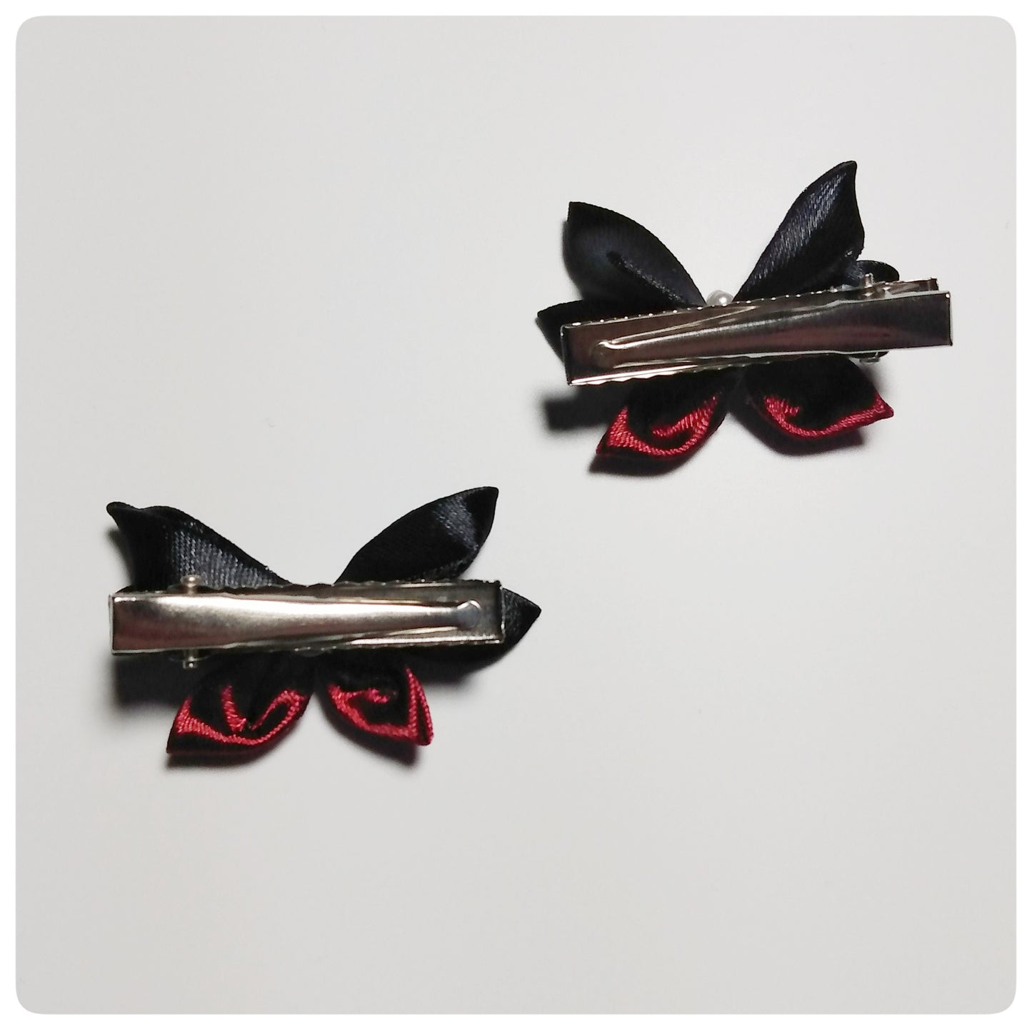 Kanzashi vlinder (2st.) - zwart/bordeaux